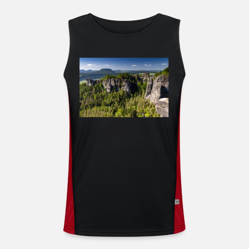 Bastei in der Sächsischen Schweiz Funktionelles Kontrast-Tank Top für Männer 