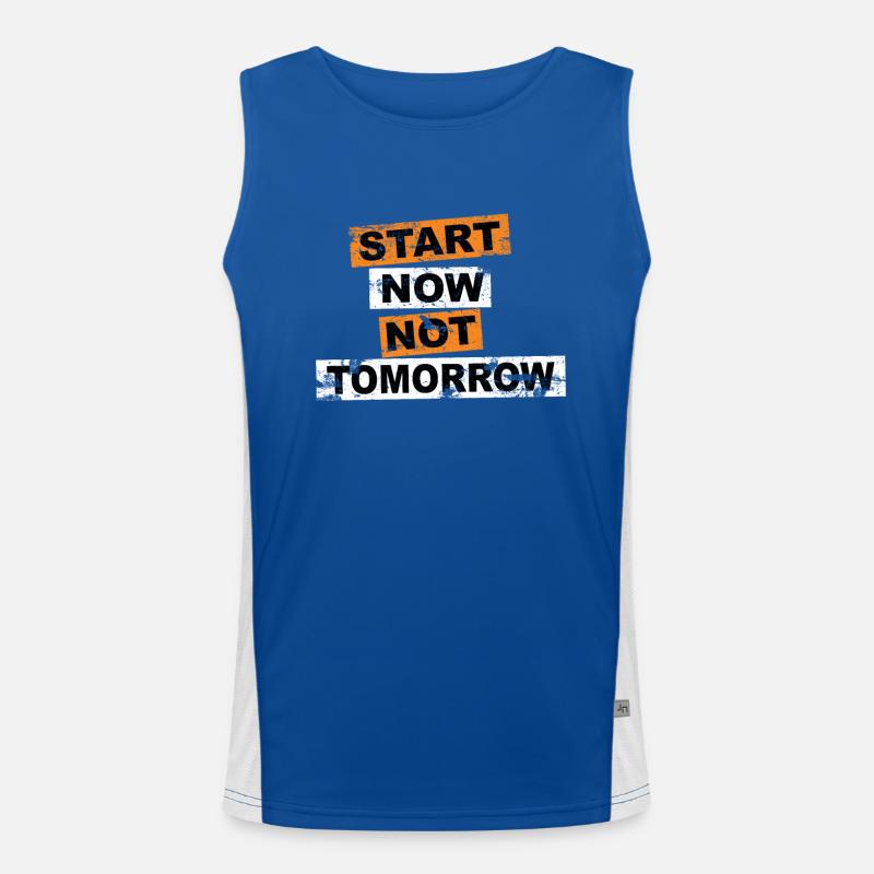 Start Now Not Tomorrow saying lettering Men's Functional Contrast Tank Top 