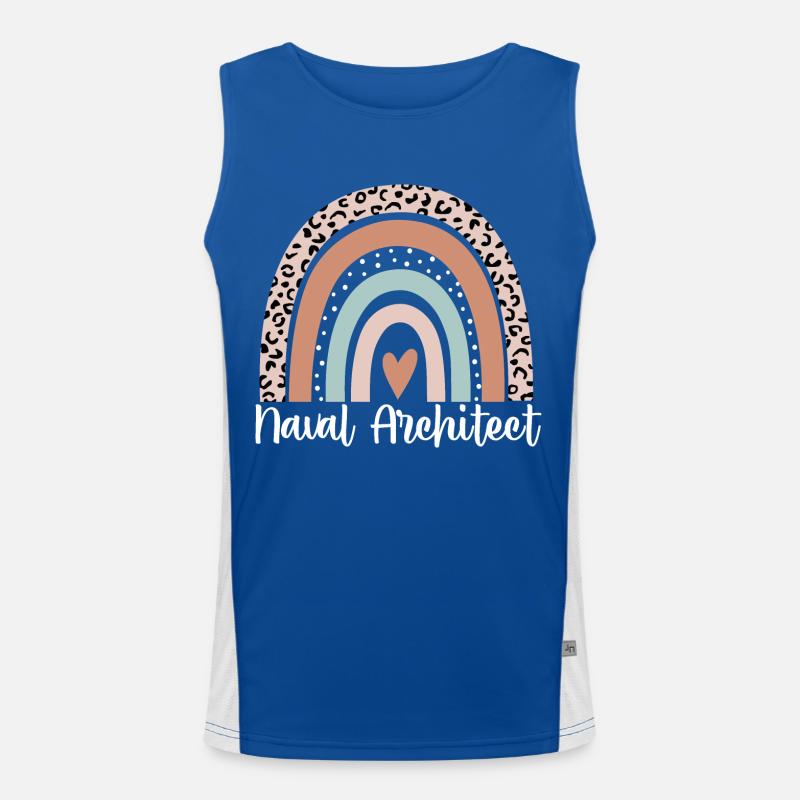 Naval Architect Rainbow Leopard Funny Naval Men's Functional Contrast Tank Top 