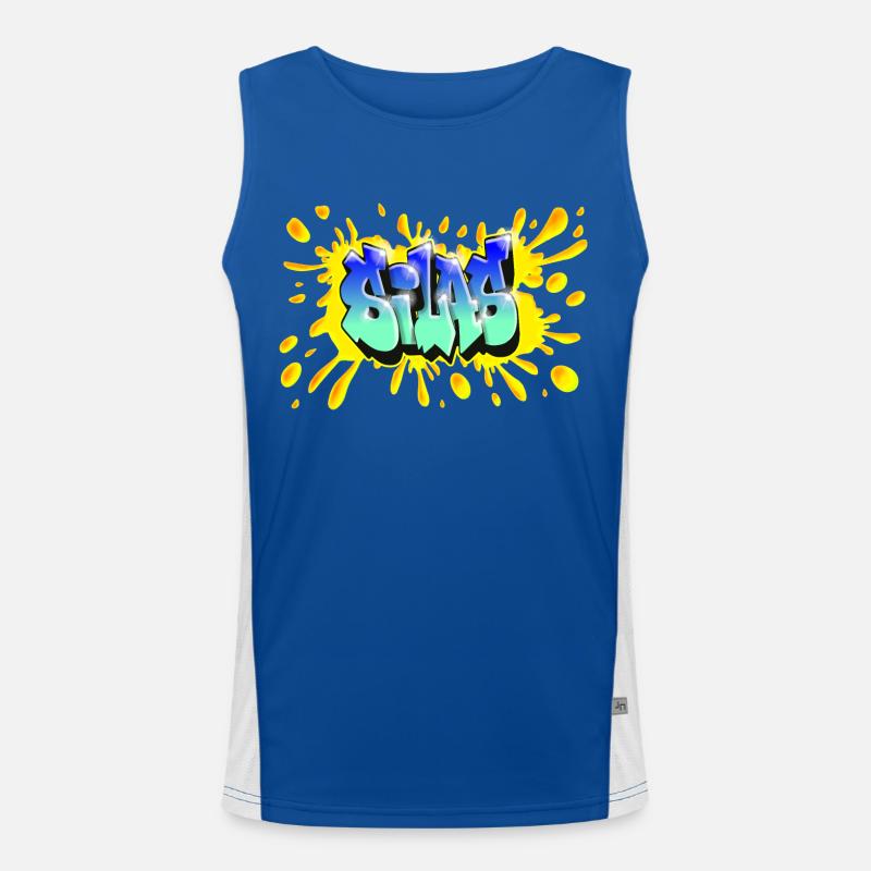 Graffiti SILAS NAME GESCHENK GEBURTSTAG GEBURT Funktionelles Kontrast-Tank Top für Männer 