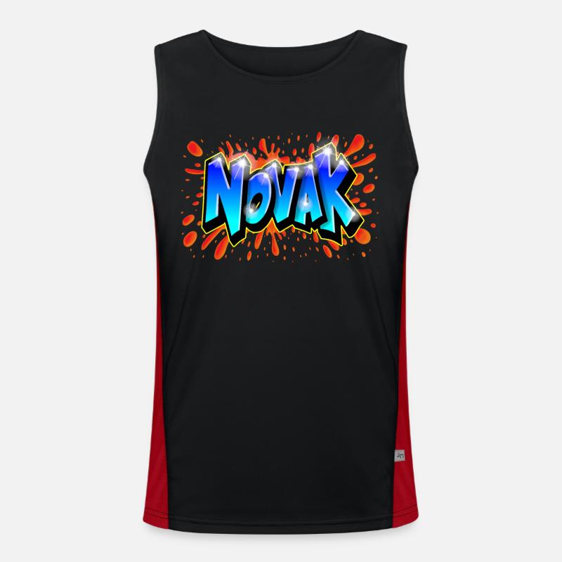 Graffiti NOVAK custom graff print - Men's Functional Contrast Tank Top  - black/red