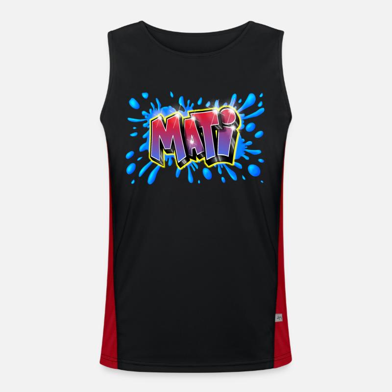 Mati graffiti printable on everything - Men's Functional Contrast Tank Top  - black/red