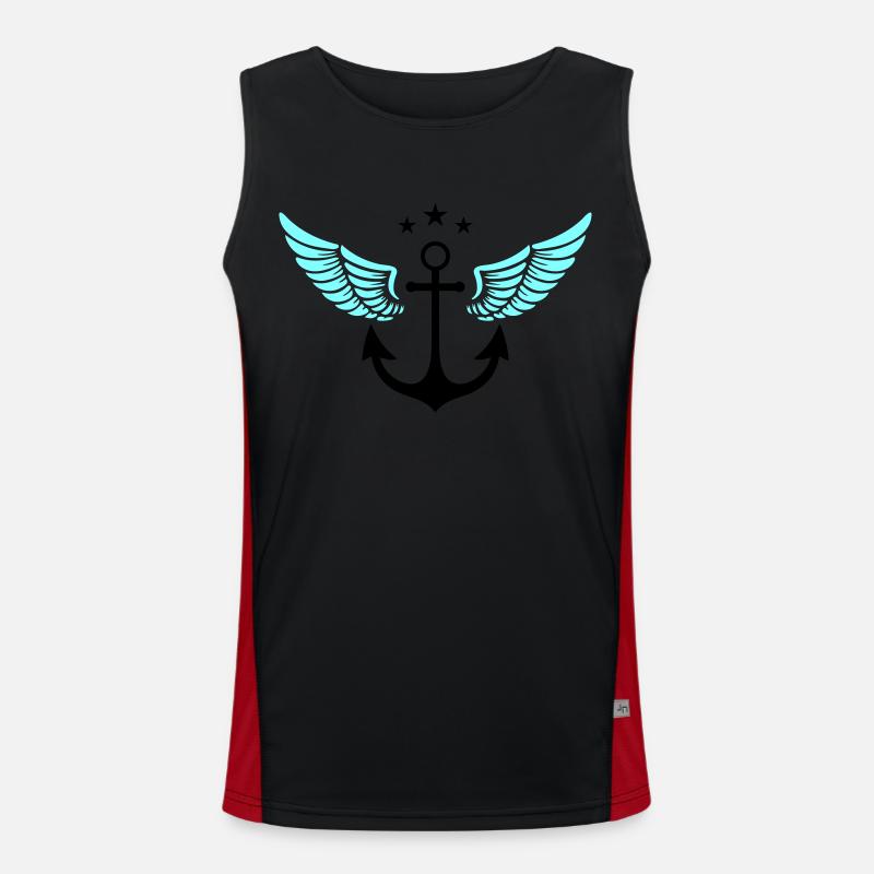 Anchor Symbol - Men's Functional Contrast Tank Top  - black/red