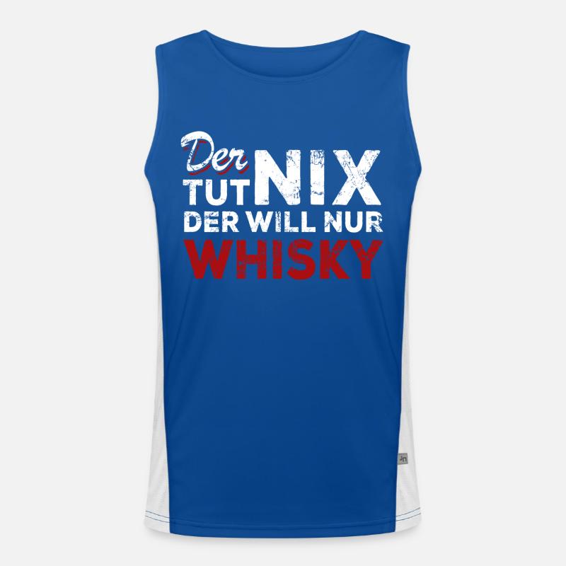 Der tut nix der will nur Whisky - Spruch Funktionelles Kontrast-Tank Top für Männer 