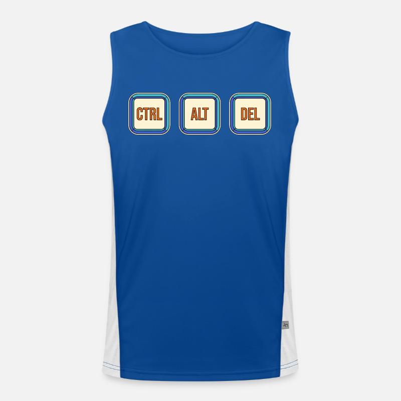 Retro Keyboard Keys CTRL ALT DEL Men's Functional Contrast Tank Top 