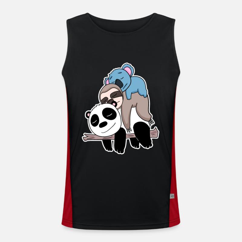 Panda sloth and koala - Men's Functional Contrast Tank Top  - black/red