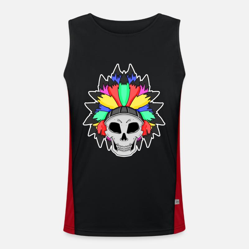Rainbow skull LGBT - Men's Functional Contrast Tank Top  - black/red