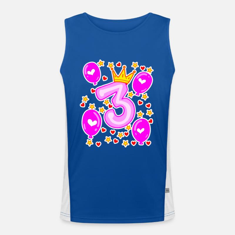 3. Geburtstag Mädchen Luftballons Krone Sterne Funktionelles Kontrast-Tank Top für Männer 