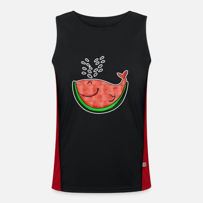 Watermelon Whale - Men's Functional Contrast Tank Top  - black/red