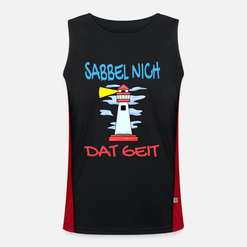 Leuchtturm - Sabbel Nich Dat Geit - Plattdeutsch Funktionelles Kontrast-Tank Top für Männer 