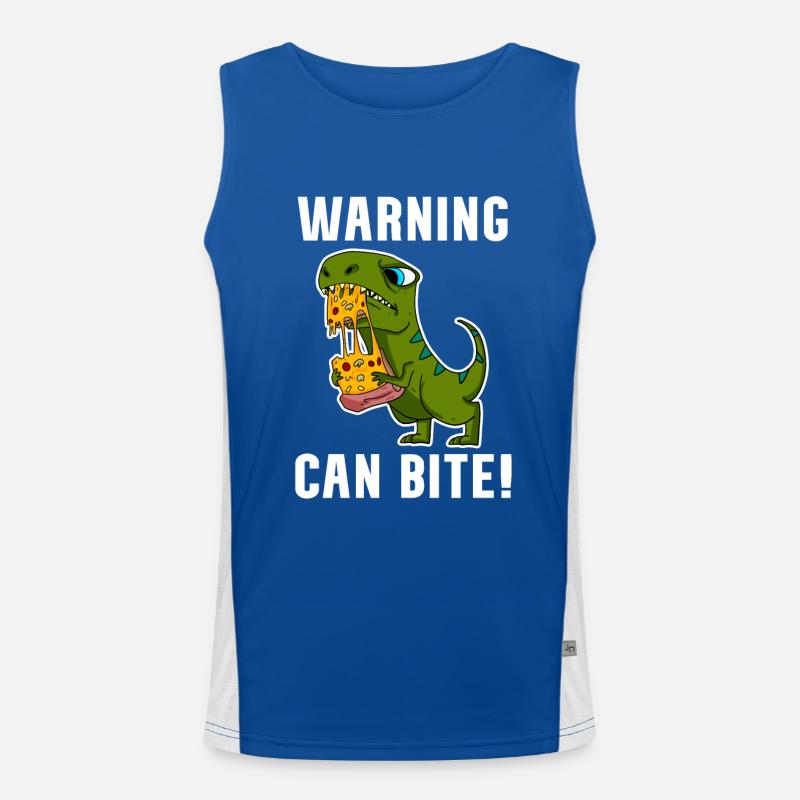 Dinosaurier mit Pizza Funktionelles Kontrast-Tank Top für Männer 