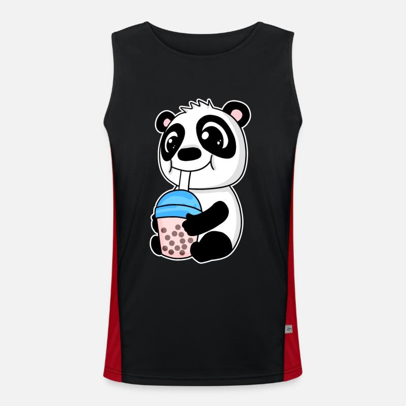 Bubble Tea Panda - Men's Functional Contrast Tank Top  - black/red