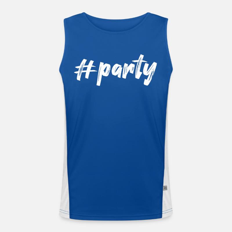 #party, white Men's Functional Contrast Tank Top 