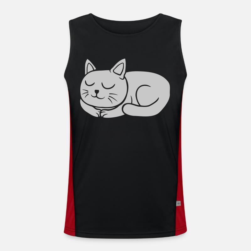 Cat lying asleep Comic - Men's Functional Contrast Tank Top  - black/red