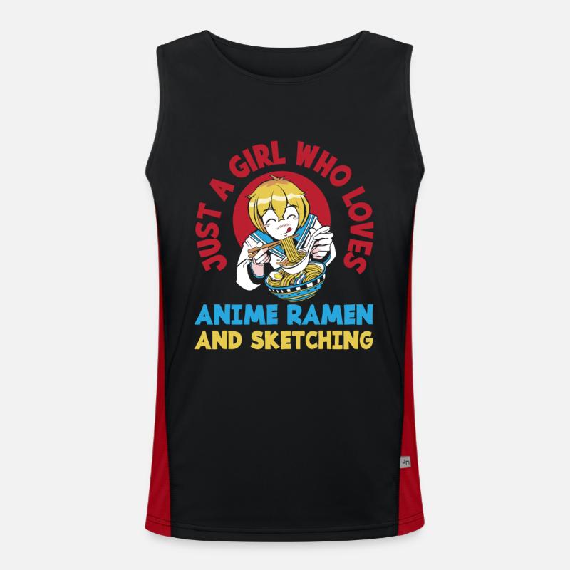 Mädchen Anime Ramen Zeichnen Geschenk Funktionelles Kontrast-Tank Top für Männer 