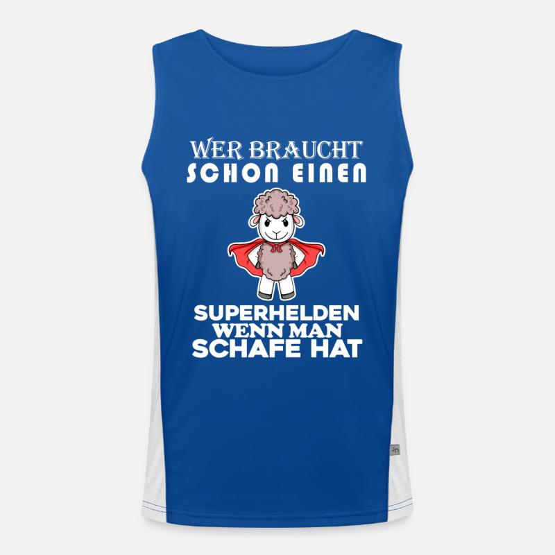Schaf Superheld Hirte Funktionelles Kontrast-Tank Top für Männer 
