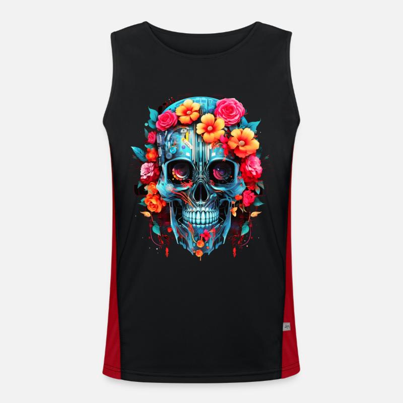 Cyborg Skull Robot Android Sugar Skull Débardeur respirant contrasté Homme 