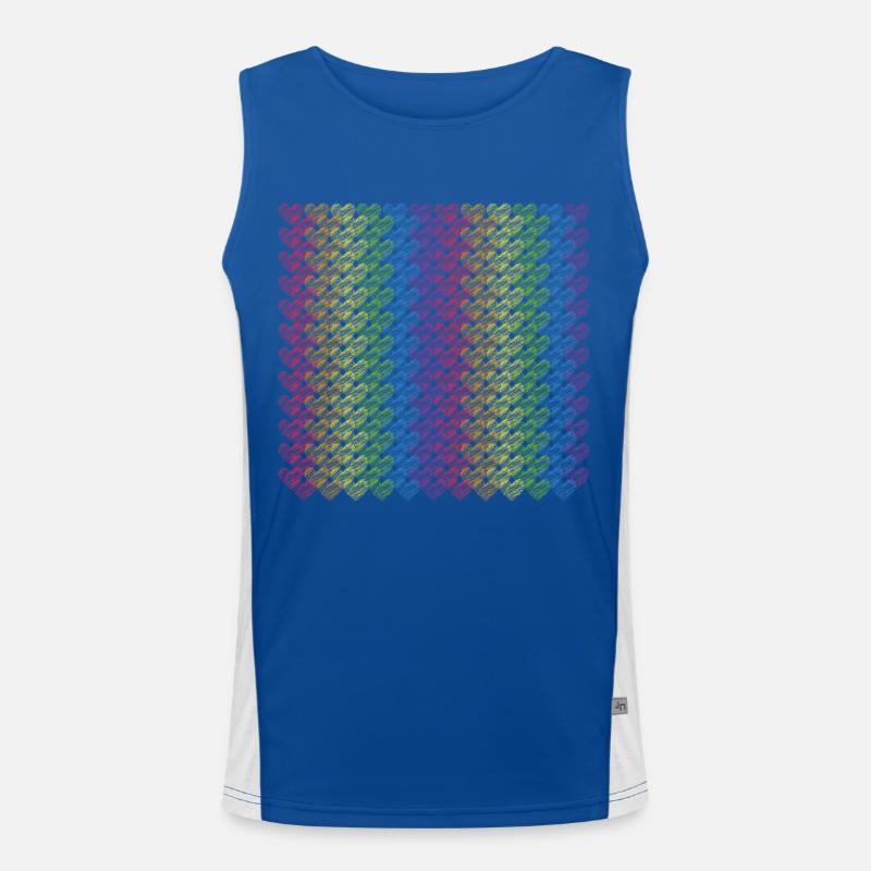 Pride Herzen Regenbogenfahne Regenbogen Funktionelles Kontrast-Tank Top für Männer 