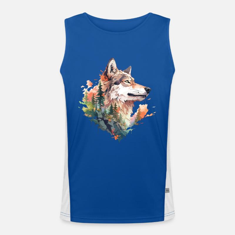 Wolf Funktionelles Kontrast-Tank Top für Männer 