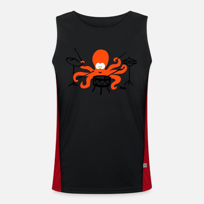 Octopus (c2) - Men's Functional Contrast Tank Top  - black/red