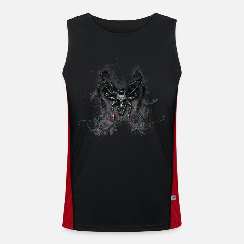 Gothic Monster Skull Paint Splatter Art Men's Functional Contrast Tank Top 