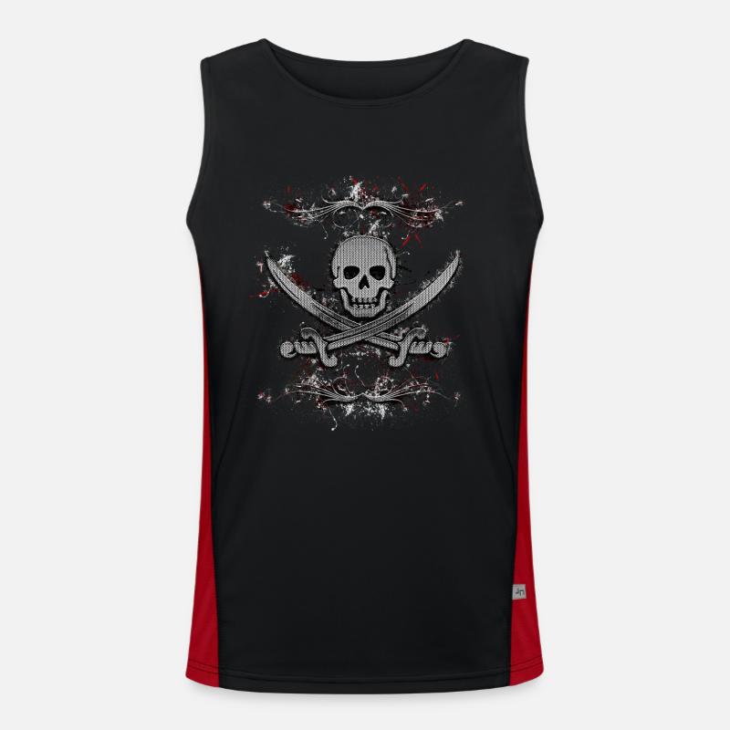 Jolly Roger Skull Pirate Paint Splatter Débardeur respirant contrasté Homme 