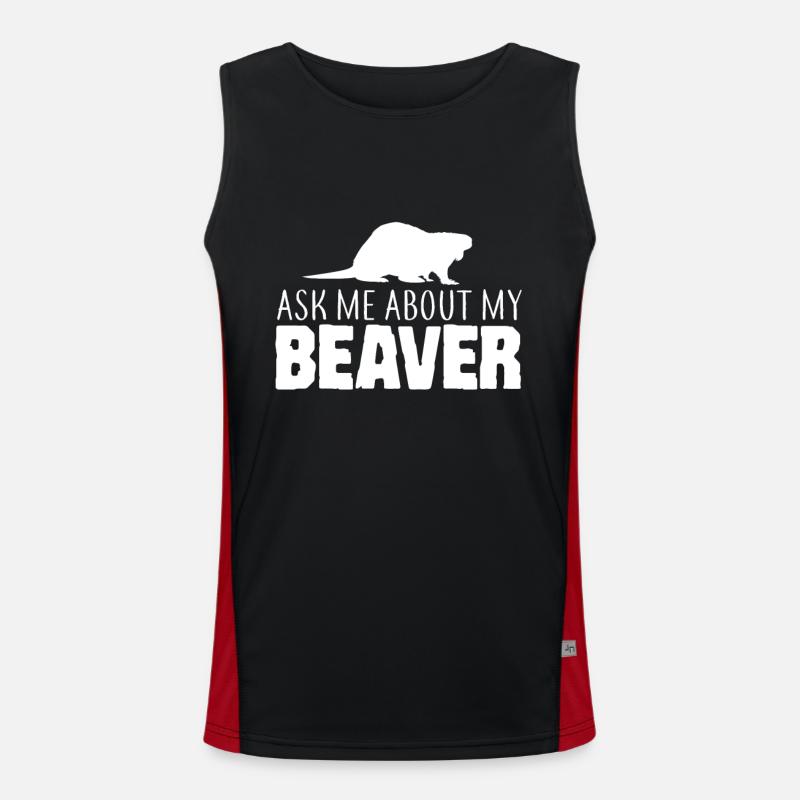 beaver - Men's Functional Contrast Tank Top  - black/red