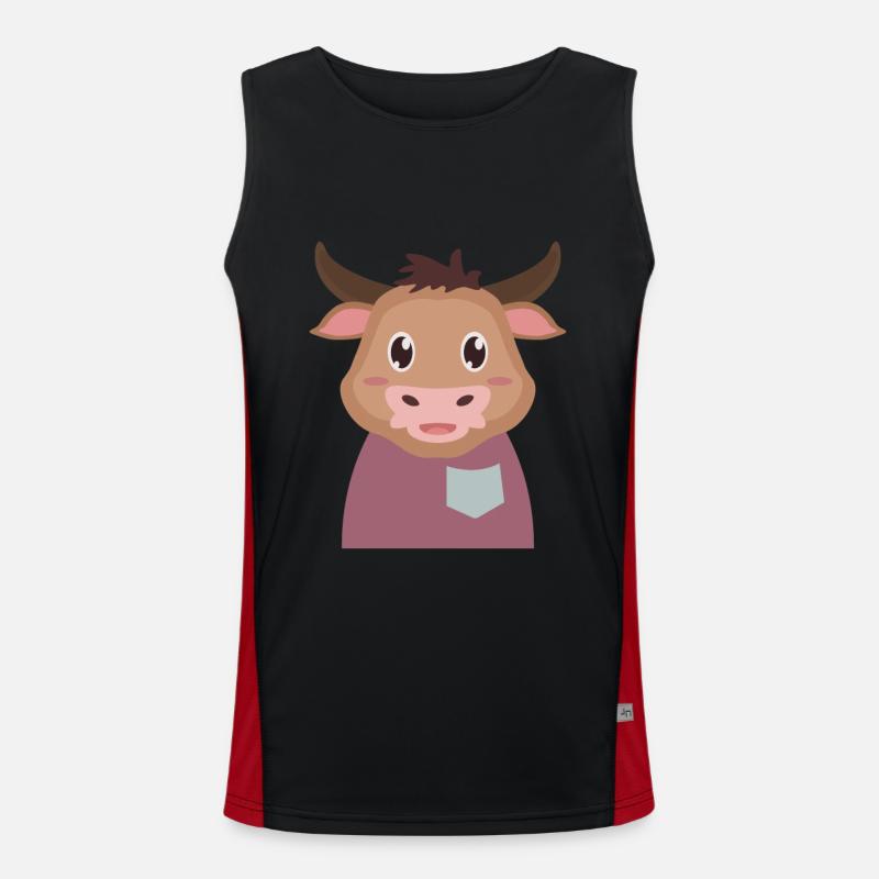 Cow bull - Men's Functional Contrast Tank Top  - black/red