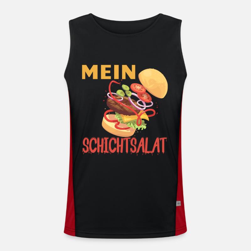 Burger, Burger hamburger, Burger Burger fleisch Funktionelles Kontrast-Tank Top für Männer 