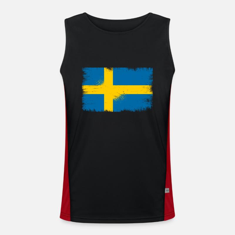 Schweden Flagge Funktionelles Kontrast-Tank Top für Männer 