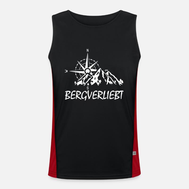 Wandern Bergverliebt Kompass Wanderer Funktionelles Kontrast-Tank Top für Männer 