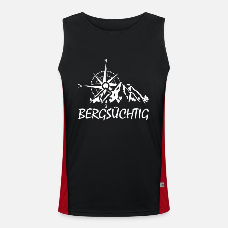 Wandern Bergsüchtig Kompass Wanderer Funktionelles Kontrast-Tank Top für Männer 