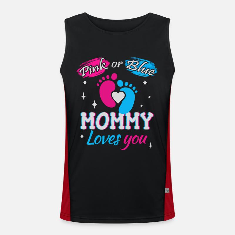 Rosa oder Blau, Mama liebt dich Funktionelles Kontrast-Tank Top für Männer 