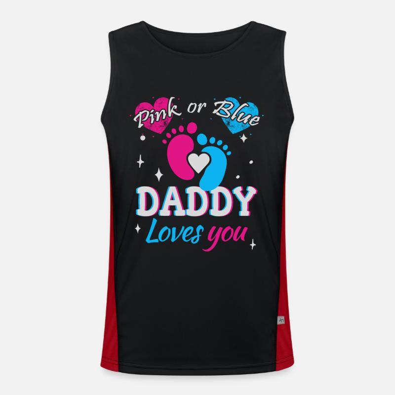 Rosa oder Blau, Papa liebt dich Funktionelles Kontrast-Tank Top für Männer 
