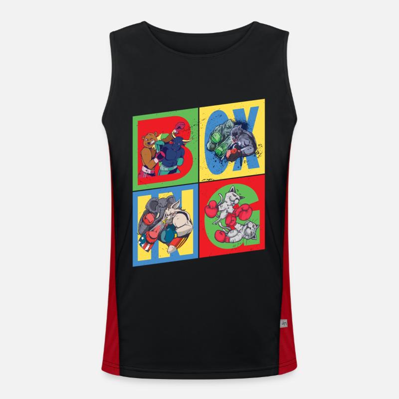 Boxe Boxer Boxe Match Sport Animaux Dessin animé Comic Débardeur respirant contrasté Homme 