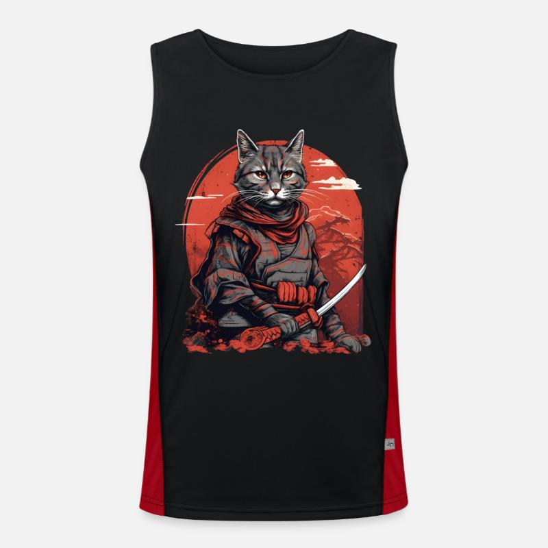 Samurai Katze Japan Funktionelles Kontrast-Tank Top für Männer 