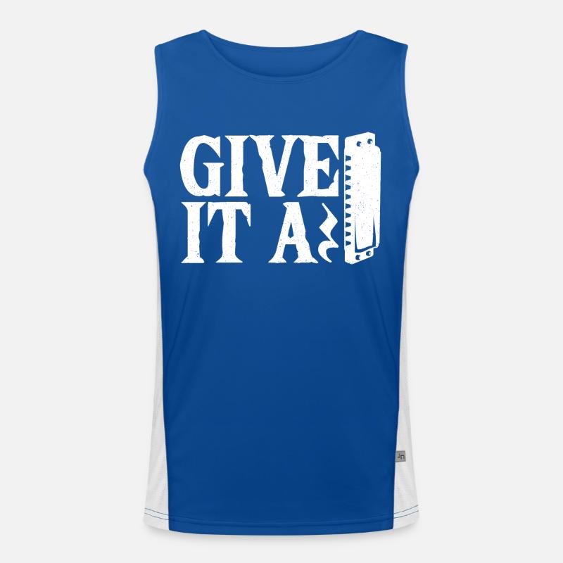 Playing Harmonica Gift Men's Functional Contrast Tank Top 