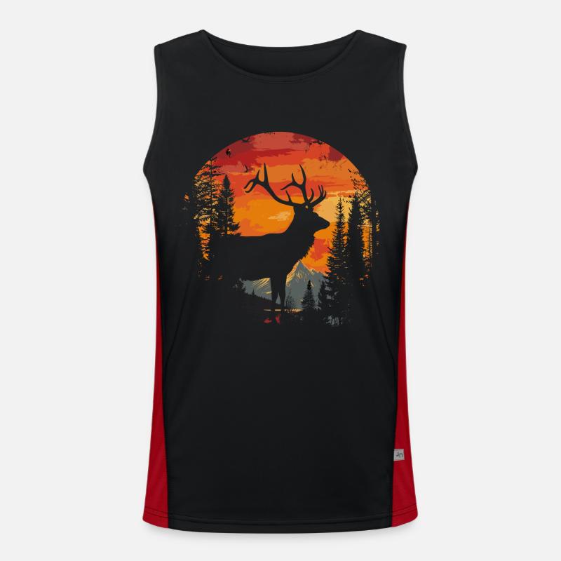 Deer Forest Deer Nature Sunset Men's Functional Contrast Tank Top 