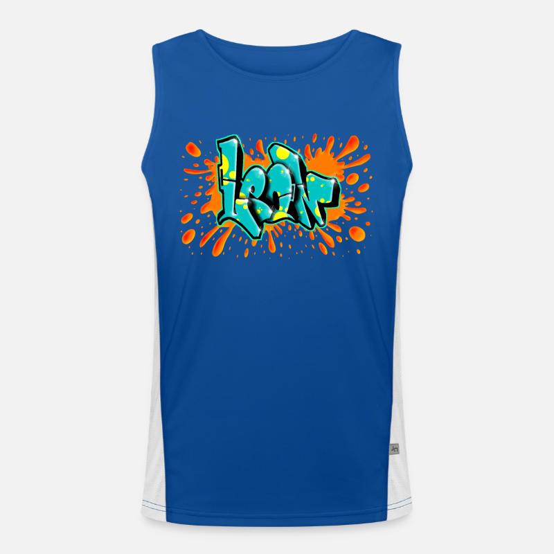Leon Graffiti roter Splash auf alles druckbar Funktionelles Kontrast-Tank Top für Männer 