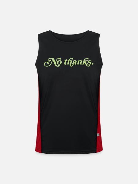 No thanks – Minimalistisches Statement - Funktionelles Kontrast-Tank Top für Männer  - Schwarz/Rot