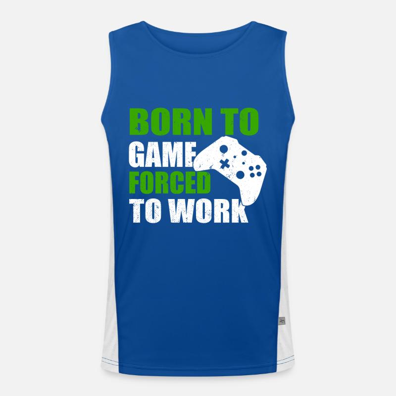 BORN TO GAME FORCED TO WORK Funktionelles Kontrast-Tank Top für Männer 