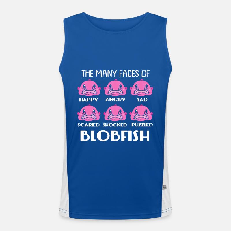 Blobfish Deep Sea Grumpy Introverted Gift Men's Functional Contrast Tank Top 