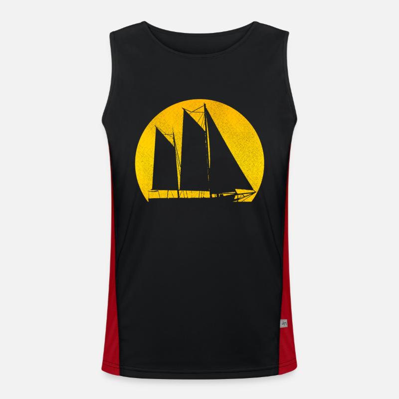 Retro Segelboot Windschiff Segler Schifffahrt Funktionelles Kontrast-Tank Top für Männer 