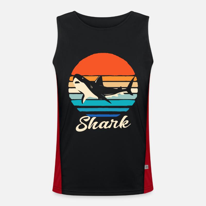 Shark Fish Shark Shark Fin Sharks Ocean Men's Functional Contrast Tank Top 