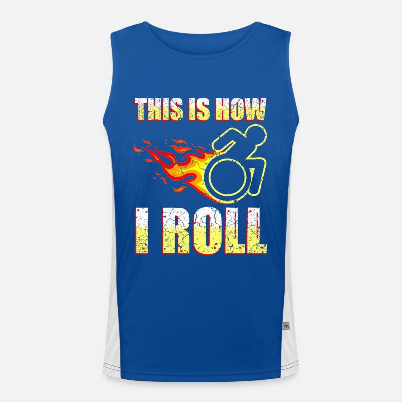 Rollstuhl Humor Behinderung Handicap Geschenk Funktionelles Kontrast-Tank Top für Männer 