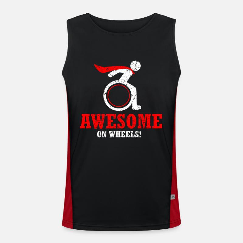 Rollstuhl Rollstuhlfahrer Behinderung Geschenk Funktionelles Kontrast-Tank Top für Männer 