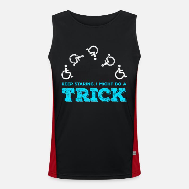 Rollstuhl Rollstuhlfahrer Behinderung Geschenk Funktionelles Kontrast-Tank Top für Männer 