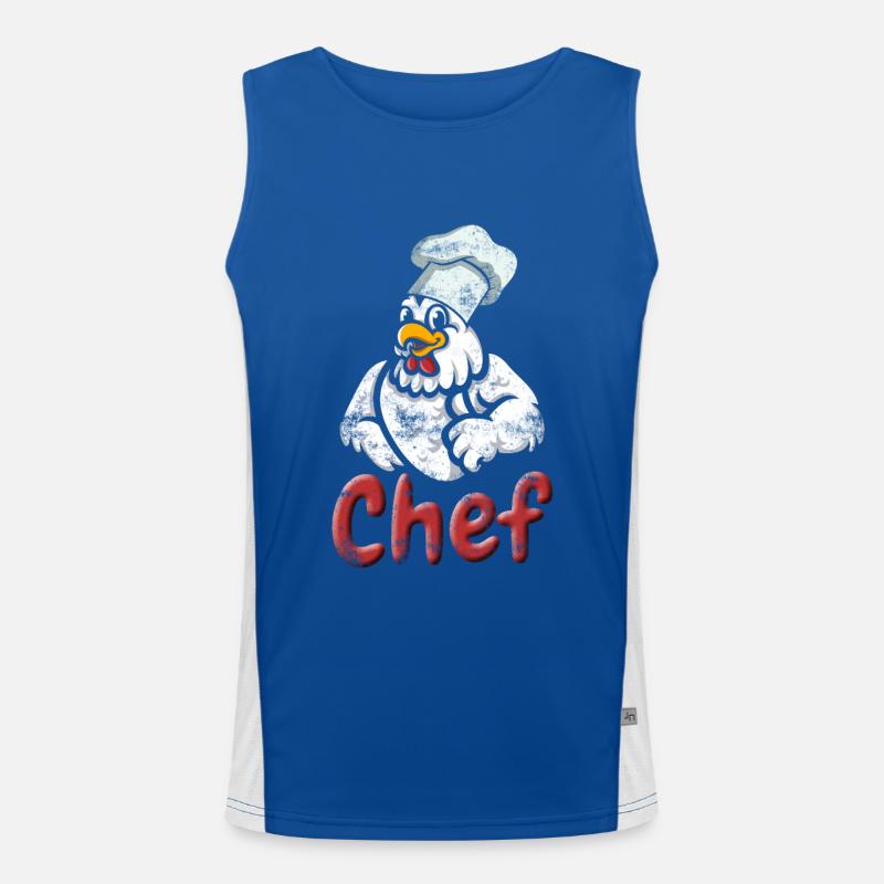 Chef chicken cooking kitchen baking gift Men's Functional Contrast Tank Top 