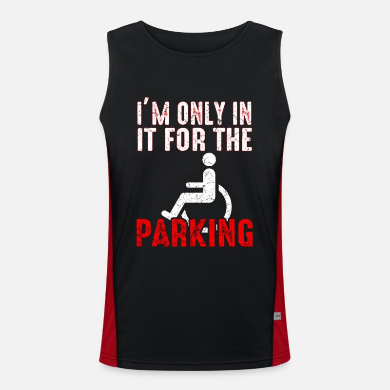 Wheelchair humor disability handicap gift Men's Functional Contrast Tank Top 