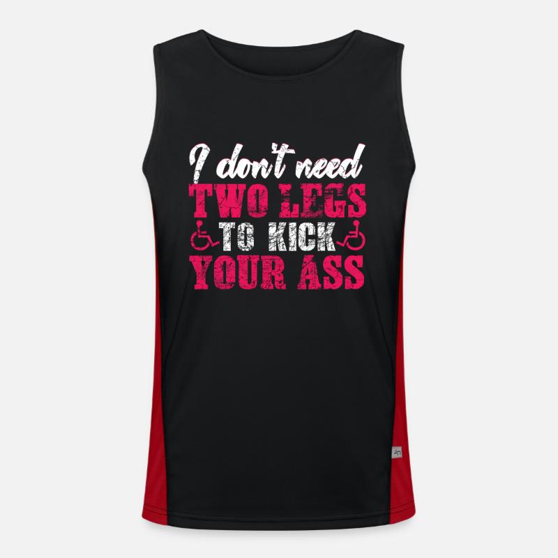Rollstuhl Humor Behinderung Handicap Geschenk Funktionelles Kontrast-Tank Top für Männer 